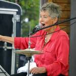 Connie Brannock, part of Connie Brannocks Tiny House of Funk, performs during the Soldotna Music Series at Soldotna Creek Park in Soldotna, Alaska, on Wednesday, June 21, 2023. (Jake Dye/Peninsula Clarion)