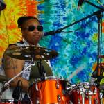 Sarah Felder, part of Wasabi Black, performs during the Soldotna Music Series at Soldotna Creek Park in Soldotna, Alaska, on Wednesday, June 21, 2023. (Jake Dye/Peninsula Clarion)