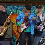 Bob, Bill and Ray Mabrey perform as part of Riverfront Gang at Soldotna Creek Park in Soldotna, Alaska, on Wednesday, Aug. 23, 2023. (Jake Dye/Peninsula Clarion)