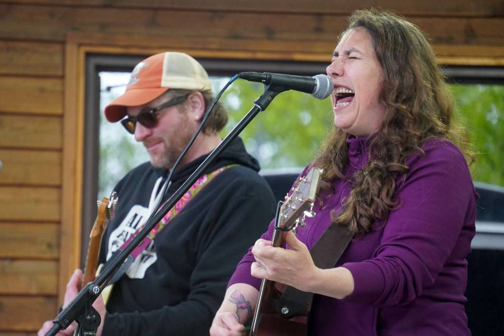 Hope Social Club performs during the opening night of the 2024 Levitt AMP Soldotna Music Series at Soldotna Creek Park in Soldotna, Alaska, on Wednesday, June 5, 2024. (Jake Dye/Peninsula Clarion)