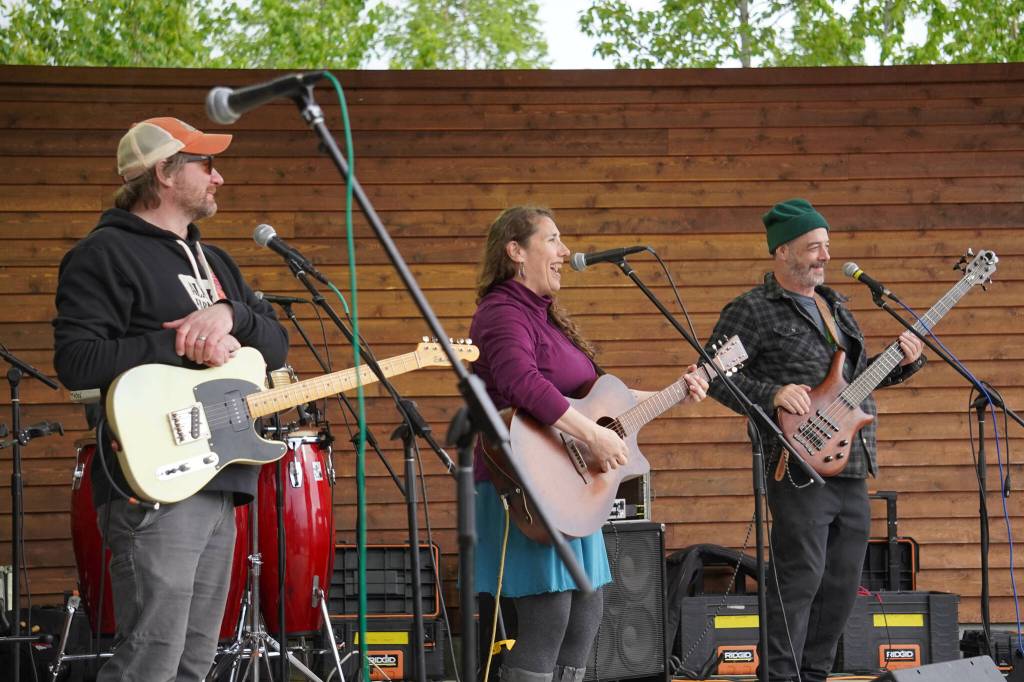 Hope Social Club performs during the opening night of the 2024 Levitt AMP Soldotna Music Series at Soldotna Creek Park in Soldotna, Alaska, on Wednesday, June 5, 2024. (Jake Dye/Peninsula Clarion)