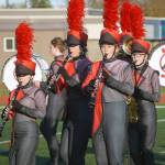 The Kenai Central High School Marching Band performs Snakes and Songbirds: The Music of the Hunger Games during the Kenai Marching Showcase at Ed Hollier Field in Kenai, Alaska, on Saturday, Sept. 21, 2024. (Jake Dye/Peninsula Clarion)