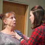 Donna Shirnberg and Alyeska Garrett rehearse Boeing Boeing at the Kenai Performers Theater on Kalifornsky Beach Road, near Soldotna, Alaska, on Monday, Oct. 14, 2024. (Jake Dye/Peninsula Clarion)