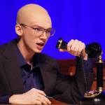 Gavin Hunt, part of the cast of Annie, rehearses at Kenai Central High School in Kenai, Alaska, on Wednesday, Nov. 6, 2024. (Jake Dye/Peninsula Clarion)