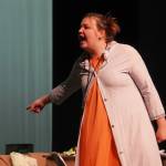 Lizzy Johnson, part of the cast of Annie, rehearses at Kenai Central High School in Kenai, Alaska, on Wednesday, Nov. 6, 2024. (Jake Dye/Peninsula Clarion)