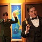 Angel Wagner, as Wadsworth, rehearses Seward High School Theatre Collectives Clue at Seward High School in Seward, Alaska, on Thursday, Nov. 7, 2024. (Jake Dye/Peninsula Clarion)