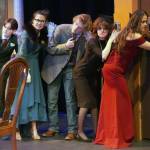 The cast of Seward High School Theatre Collectives Clue rehearse at Seward High School in Seward, Alaska, on Thursday, Nov. 7, 2024. (Jake Dye/Peninsula Clarion)