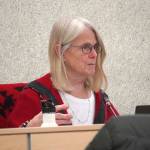 Penny Vadla speaks during a meeting of the Kenai Peninsula Borough School Districts Board of Education in Soldotna, Alaska, on Monday, Dec. 2, 2024. (Jake Dye/Peninsula Clarion)