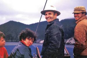 Poopdeck Platt fishes with friends in this undated photograph. (Photo courtesy of Ken Moore)