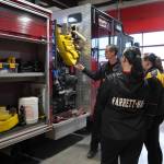 Fire Marshal Jeremy Hamilton gives a tour to students during Job Shadow Day at Kenai Fire Department in Kenai, Alaska, on Wednesday, Feb. 19, 2025. (Roddy Craig/Peninsula Clarion)