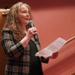 Diane Maples, principal and teacher at Nikolaevsk School, speaks during a meeting of the Kenai Peninsula Borough School Districts Board of Education in Homer, Alaska, on Monday, March 3, 2025. (Jake Dye/Peninsula Clarion)