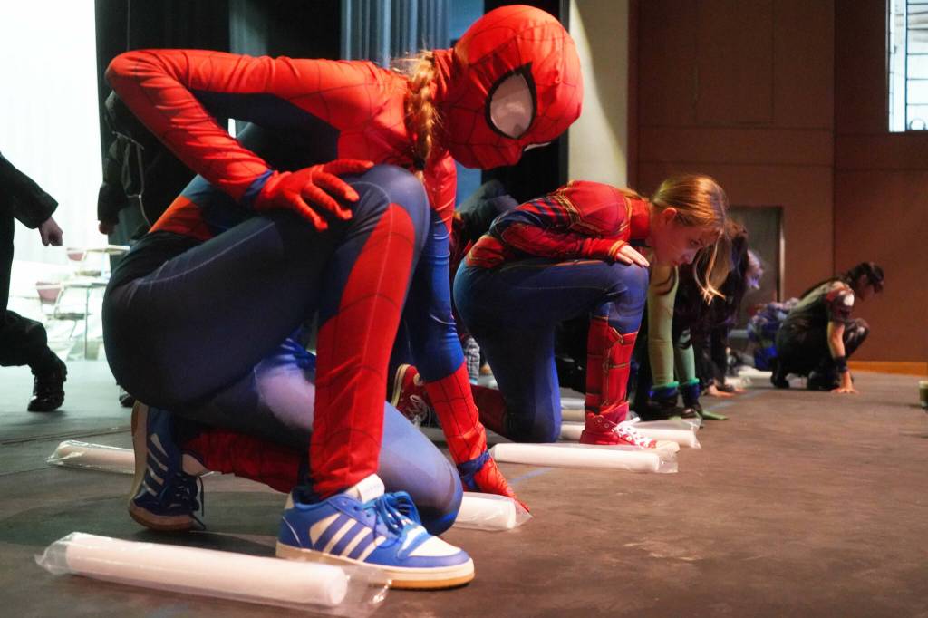 Diamond Dance Project rehearses Academy of Heroes at Kenai Central High School in Kenai, Alaska, on Wednesday, April 2, 2025. (Jake Dye/Peninsula Clarion)