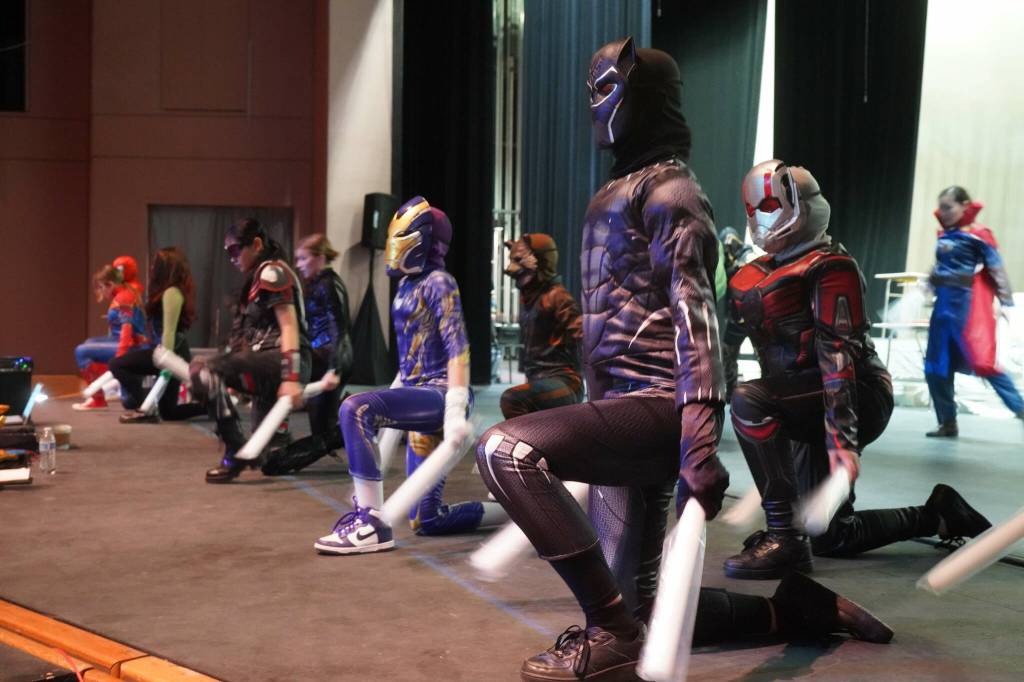 Diamond Dance Project rehearses Academy of Heroes at Kenai Central High School in Kenai, Alaska, on Wednesday, April 2, 2025. (Jake Dye/Peninsula Clarion)