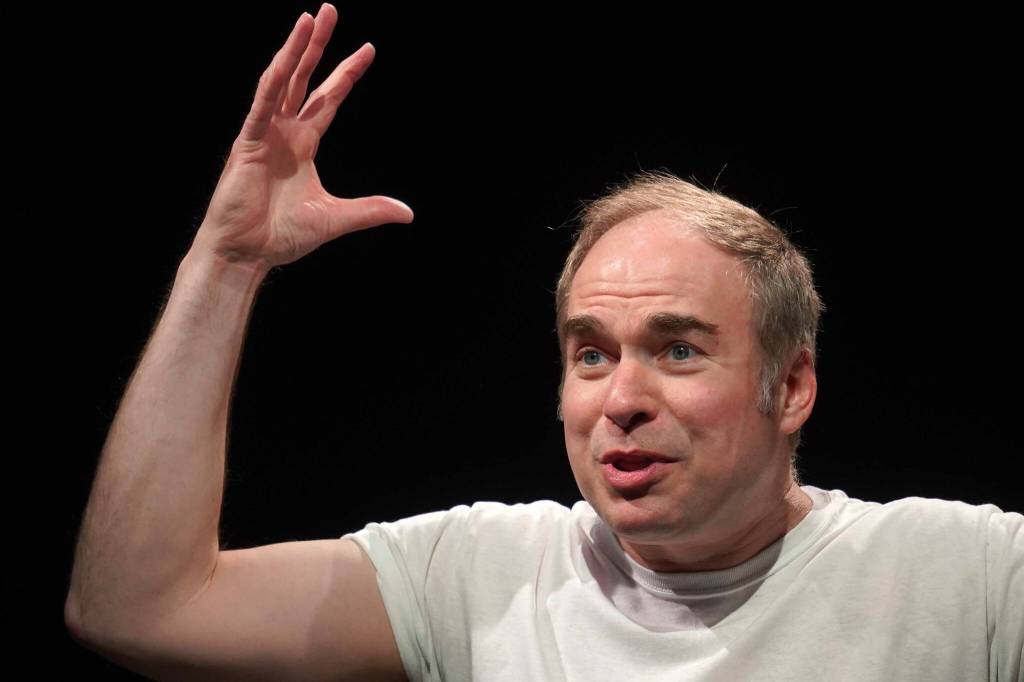 Jamie Nelson rehearses Picnic at the Kenai Performers Theater near Soldotna, Alaska, on Saturday, April 26, 2025. (Jake Dye/Peninsula Clarion)