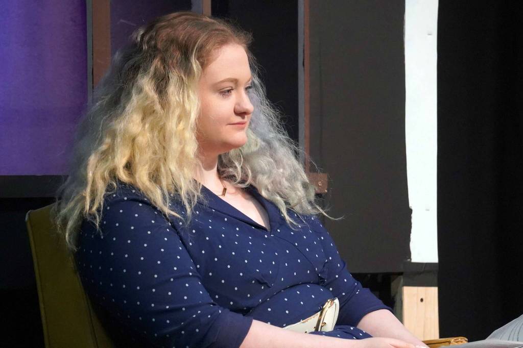 Sarah Anne Sulzer rehearses Picnic at the Kenai Performers Theater near Soldotna, Alaska, on Saturday, April 26, 2025. (Jake Dye/Peninsula Clarion)