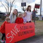 Students protest the possible closure of Sterling Elementary School along the Sterling Highway in Soldotna, Alaska, on Saturday, May 3, 2025. (Jake Dye/Peninsula Clarion)