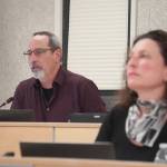 President Zen Kelly speaks during a meeting of the Kenai Peninsula Borough School Districts Board of Education in Soldotna, Alaska, on Monday, May 5, 2025. (Jake Dye/Peninsula Clarion)