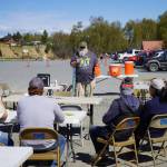 Larry Opperman delivers a presentation on gardening during A Day at the River at Centennial Park in Soldotna, Alaska, on Saturday, May 10, 2025. (Jake Dye/Peninsula Clarion)
