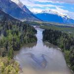 The Taku River as seen Monday, May 19, 2025, from an Alaska Wildlife Troopers helicopter carrying U.S. Border Patrol agents during a patrol flight. (U.S. Border Patrol Blaine Sector photo)