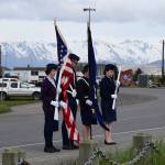 Proud Cadets of Civil Air Patrol Homer Squadron present Color Guard at the Seafarers Memorial as part of the 2025 Blessing of the Fleet on May 20. (Chloe Pleznac/Homer News)
Proud Cadets of Civil Air Patrol Homer Squadron present Color Guard at the Seafarers Memorial as part of the 2025 Blessing of the Fleet on May 20. (Chloe Pleznac/Homer News)