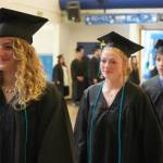 Students process into a graduation ceremony for Connections Homeschool in Soldotna, Alaska, on Thursday, May 22, 2025. (Jake Dye/Peninsula Clarion)