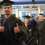 Students process into a graduation ceremony for Connections Homeschool in Soldotna, Alaska, on Thursday, May 22, 2025. (Jake Dye/Peninsula Clarion)