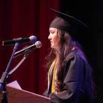 Valedictorian Xinlan Tanner speaks during a graduation ceremony for Connections Homeschool in Soldotna, Alaska, on Thursday, May 22, 2025. (Jake Dye/Peninsula Clarion)