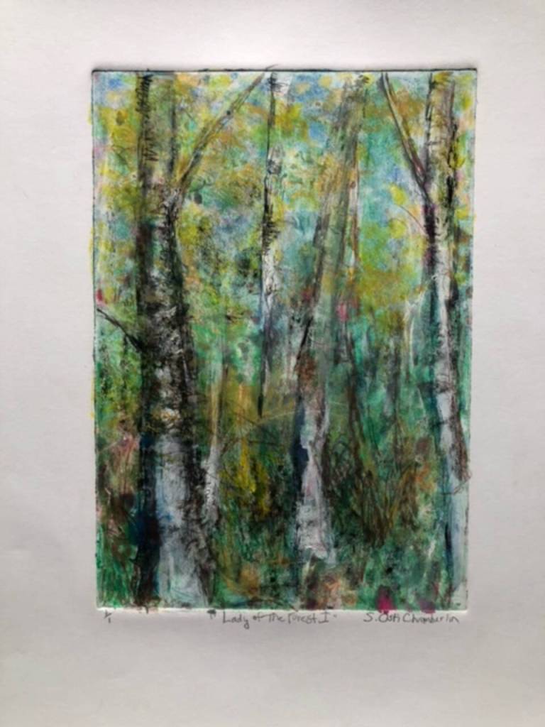 Lady of the Forest I is a painting by Shari Osti Chamberlin on display through the month of June at Grace Ridge Brewing in Homer, Alaska. Photo provided by Grace Ridge Brewing