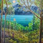 Thread of Light is an acrylic painting done this year by Dan Coe on display through June at the Art Shop Gallery in Homer, Alaska. Photo by Christina Whiting