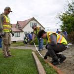 Kenai Parks and Recreation staff repair trails at Erik Hansen Scout Park in Kenai, Alaska, on Wednesday, June 25, 2025. (Jake Dye/Peninsula Clarion)