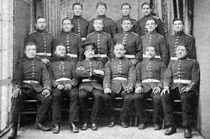 Photo courtesy of the Melchior Family Collection
Between 1879 and 1892, Stephan Melchior (far left, middle row) performed his mandatory Prussian military service. He was a member of the Eighth Rhineland Infantry Regiment No. 70 in Trier, Germany.