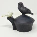 Flying Western King Bird Container is a ceramic piece by Steven Godfrey, in display through August at Bunnell Street Arts Center. Photo provided by Bunnell Street Arts Center