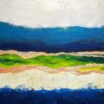 Coastal Influence is an oil and cold wax painting by Michelle Michaud on display through September in her exhibit at the South Peninsula Hospital gallery. Photo provided by Homer Council on the Arts
