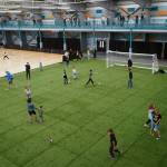 Children and families tour the Soldotna Field House during its grand opening in Soldotna, Alaska, on Saturday, Aug. 16, 2025. (Jake Dye/Peninsula Clarion)