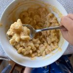 This healthier version of the kid-approved classic is made with pureed sweet potato that makes the dish a vibrant orange, and nutritional yeast imparts a savory, cheesy flavor. (Photo by Tressa Dale/Peninsula Clarion.)