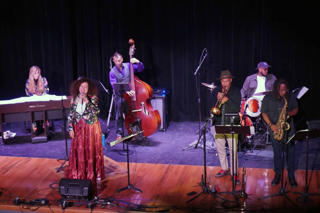 Svetlana and the New York Collective perform during An Evening of Jazz and Swing at the Triumvirate Theatre in Kenai, Alaska, on Wednesday, Aug. 27, 2025. (Provided by KDLL 91.9 FM)