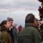 People admire the basket on Sunday, Sept. 7, 2025, at Mariner Park in Homer, Alaska. (Chloe Pleznac/Homer News)