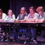 The cast of The Girl Next Door rehearse at Triumvirate Theatre in Kenai, Alaska, on Saturday, Sept. 13, 2025. (Jake Dye/Peninsula Clarion)