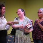 Amy Burton, Heidi Hinz and Yvette Tappana rehearse Savannah Sipping Society at the Kenai Performers Theater near Soldotna, Alaska, on Saturday, Sept. 13, 2025. (Jake Dye/Peninsula Clarion)