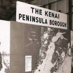 In this old Cheechako News photo, officials consider an early display map of the Kenai Peninsula Borough, 1969.