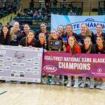 The Kenai Central High School varsity volleyball team is named the 2025 3A Volleyball State Championship Tournament, held Nov. 13-15, 2025, at the Alaska Airlines Center in Anchorage, Alaska. The Kardinals defeated the Nikiski Bulldogs 3-2 in a "rematch" championship game on Saturday, Nov. 15, securing their third state title in the last four years. Photo courtesy of the Kenai Volleyball Booster Club