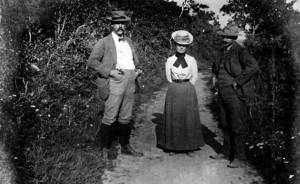 Photo from the Alaska State Library historical collection
In Kenai, circa 1903, this trio was photographed on a well-used trail. Pictured are George S. Mearns, future Kenai postmaster; Kate R. Gompertz, Kenai resident; Hans P. Nielsen, superintendent of Kenais agricultural experiment station.