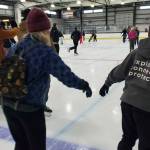 Community members enjoy skating at Kevin Bell Arena during the Christmas Eve community free skate on Wednesday, Dec. 24, 2025, in Homer, Alaska. (Delcenia Cosman/Homer News)