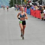 Photo by Jeff Helminiak/Peninsula Clarion Kenais Tania Boonstra, 17, finishes second in the junior girls race at the Mount Marathon Race on Friday, July 4, 2025, in Seward.