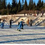 Soldotna High Schools Tania Boonstra leads the pack at the start of the girls varsity classic cross country ski race on Saturday, Jan. 3, 2026, at the Lookout Mountain Recreation Area in Homer, Alaska. Photo courtesy Jessie Goodrich