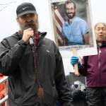 Photos by Chloe Anderson/Juneau Empire
Eric Antrim leads a crowd of more than 200 people at the Dimond Courthouse plaza on Jan. 29, 2026 in a song he wrote after federal agents killed 37-year-old Alex Pretti in Minneapolis.