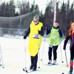 Photos courtesy Erin Thompson
Costumed skiers participate in the 20th annual Ski for Women on Sunday in Soldotna.