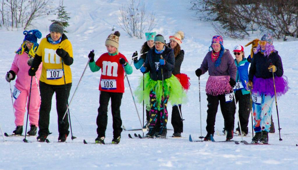 Costumed skiers participate in the 20th annual Ski for Women on Sunday, Feb. 8<ins>, 2026,</ins> at Tsalteshi Trails<ins> in Soldotna, Alaska</ins>. Photo courtesy Erin Thompson